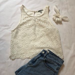 🔵 $7 Charlotte Russe White Lace Tank Top
